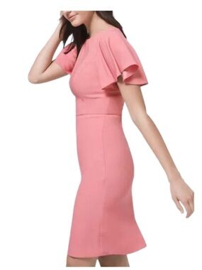 White House Black Market Pink Flutter Sleeve Sheath Dress